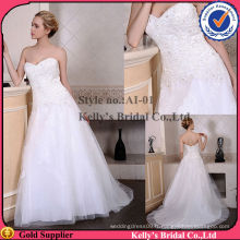 AI-01lovely sweetheart neckline Appliqué en dentelle corsage musulmane robe de mariage